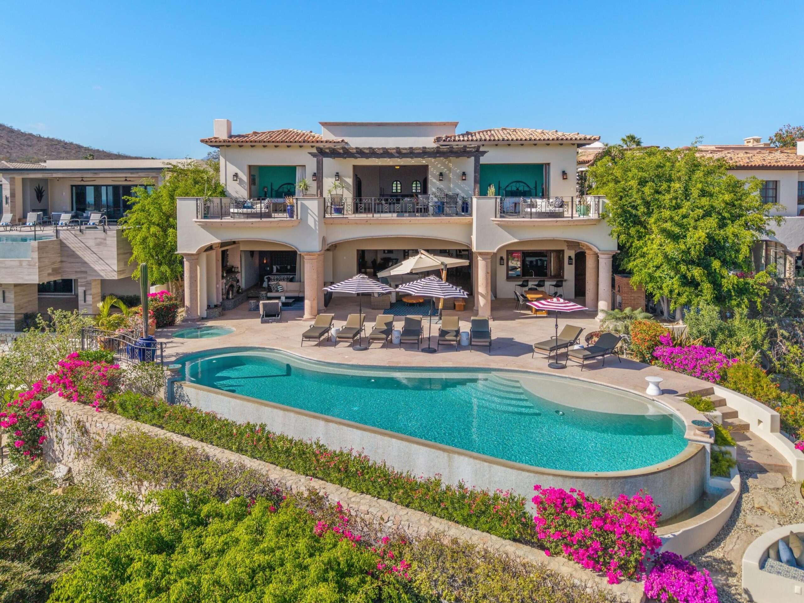 Cabo Golf Section 1- Las Colinas A true one-of-one, The Nivel Estate is a bold architectural statement where scale, craftsmanship, and innovation converge. Spanning 18,000 square feet of seamless indoor-outdoor living, the home was recently featured in The Wall Street Journal. Perched atop Querencia Golf and Beach Club, it commands sweeping 270-degree for sale