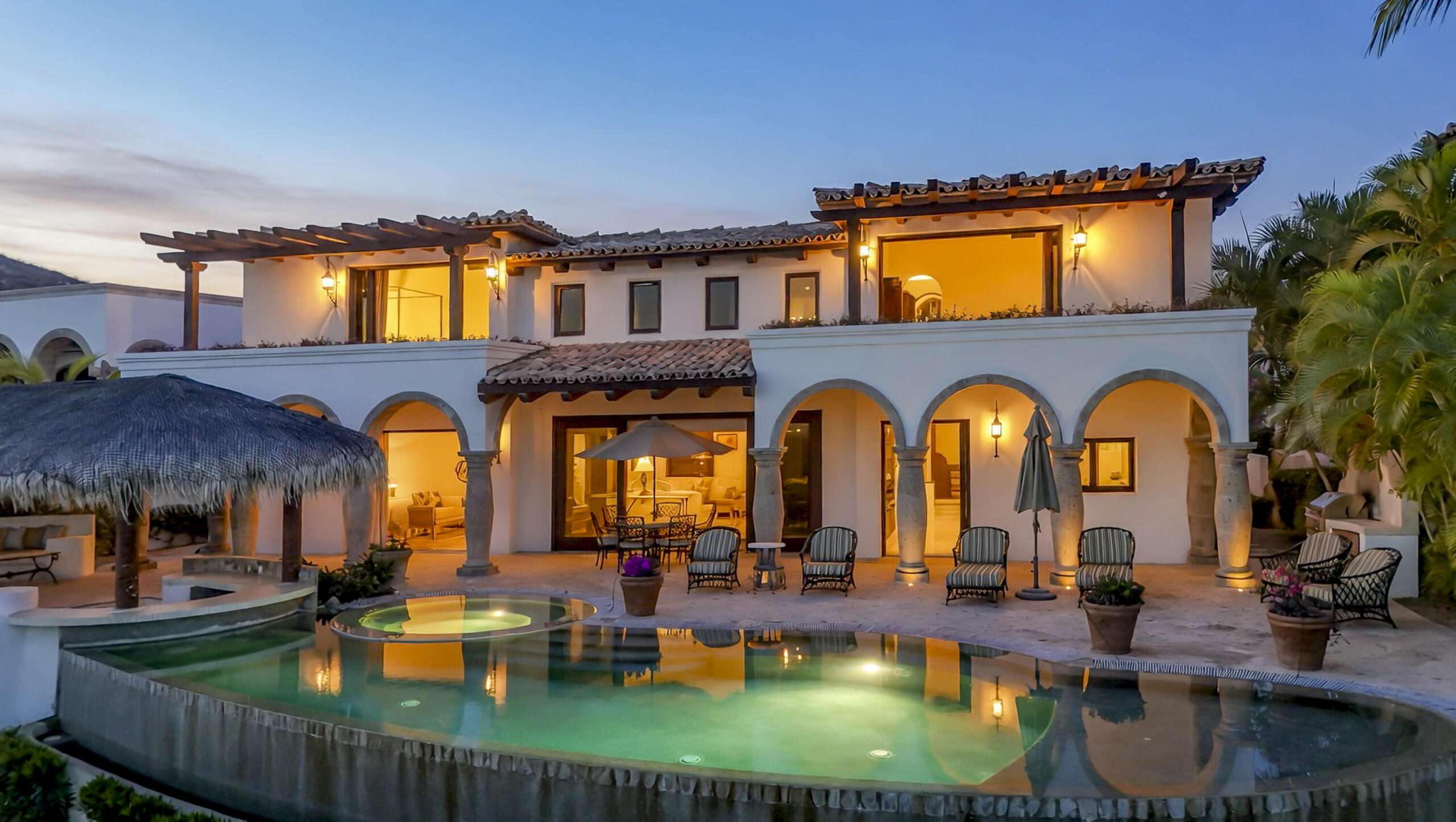 Cabo Golf Las Colinas Welcome to Casa Van Brunt located in Las Colinas in the private resort community of Cabo Del Sol. This residence is a two-story home sitting on nearly 12,000 square feet of land. The home is delivered fully furnished and overlooks the 12th hole of the Cove Club Golf Course. Enjoy it's outdoor living space with a large palapa and infinity-edge pool with for sale