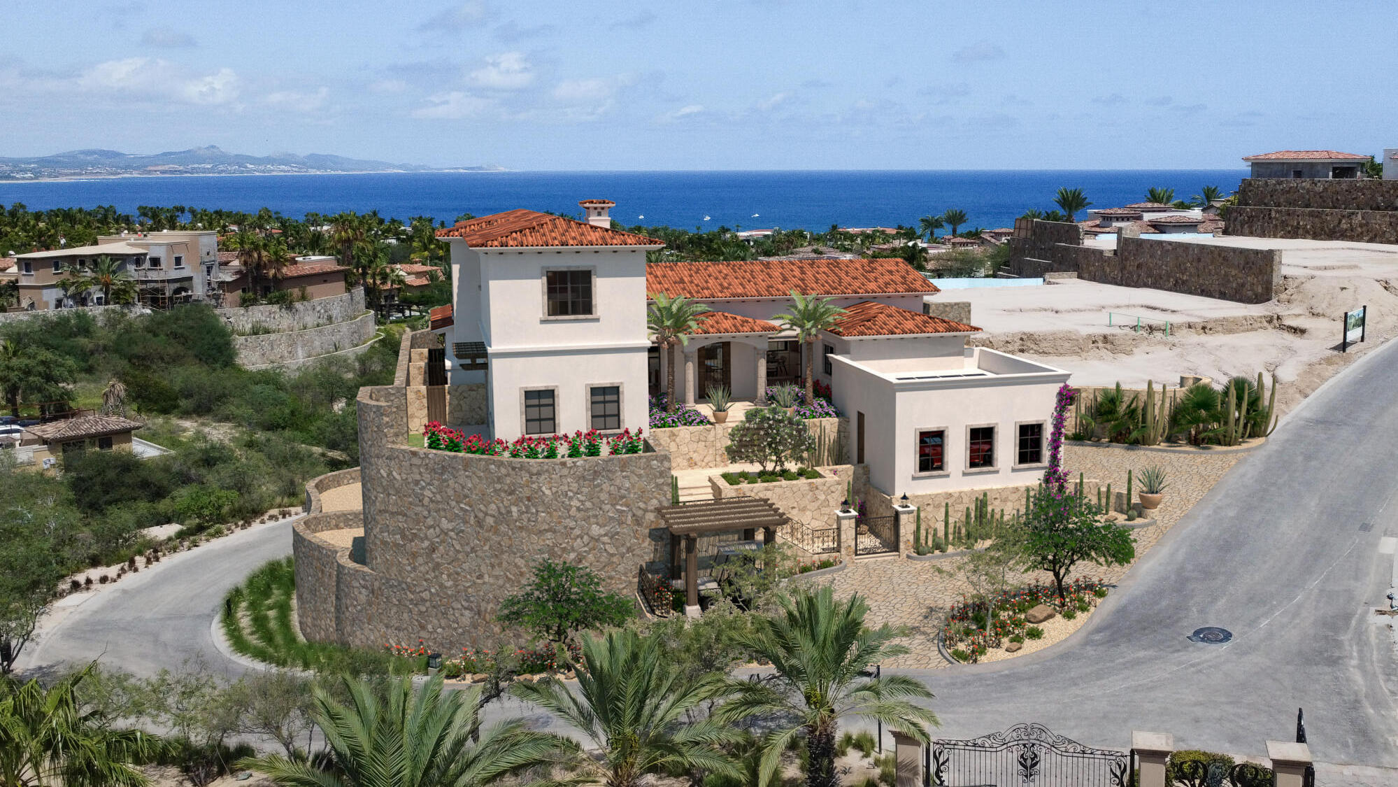 Cabo Golf Oasis Palmilla Located on the exclusive cul-de-sac of Palmilla Park, Casa Pitaya is one of four homes in this sough-after enclave.The residence features five en-suite bedrooms with private terraces. The gourmet kitchen connects to indoor and outdoor living spaces, including a veranda with a pool, spa, firepit, and dining areas overlooking golf, mountains, and ocean vistas. Additional highlights include a family room, two-car garage, smart home technology, and solar readiness. Perfectly located within Palmilla, it offers direct access to The Commons, Arroyo Park, El Once golf course, plus eligibility for memberships in Club Ninety-Six. for sale
